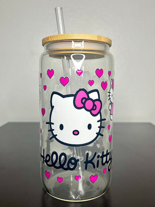 Pink Hello Kitty Glass Cup