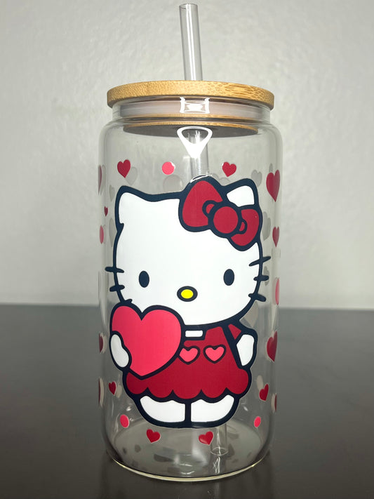 Hello Kitty Heart Glass Cup