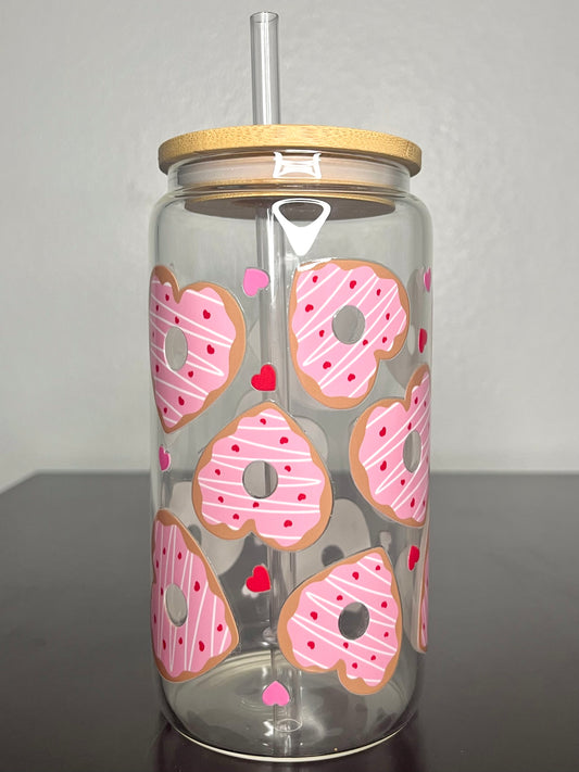 Heart Donuts Glass Cup