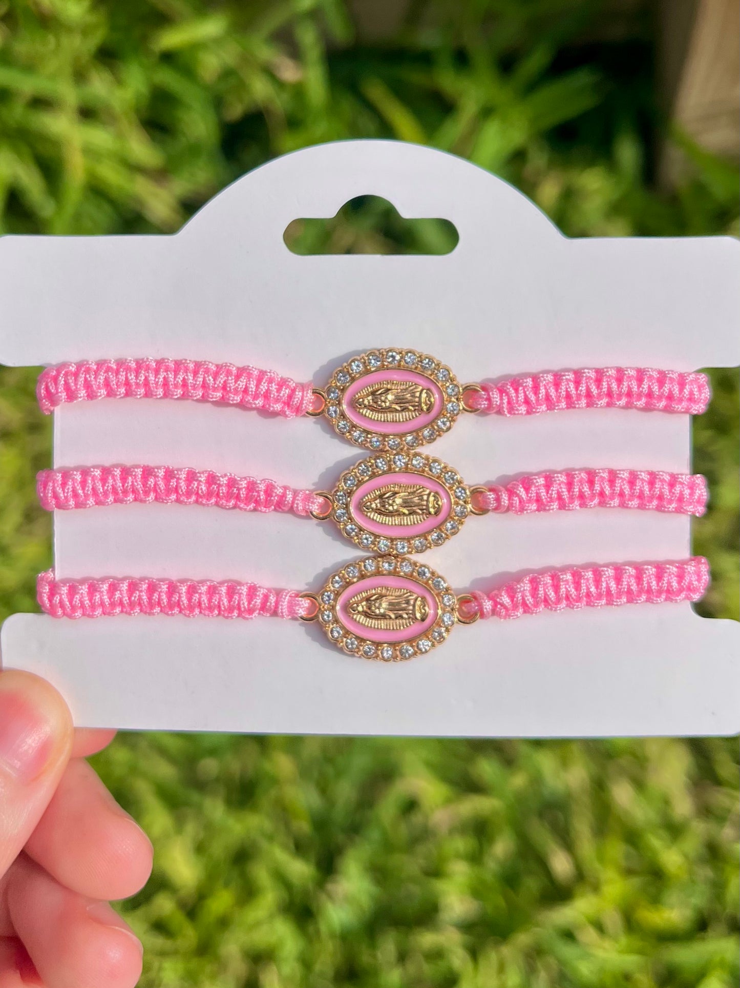 Pink Virgencita Thread Bracelet