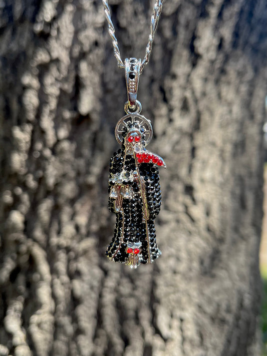 Black Santa Muerte Necklace