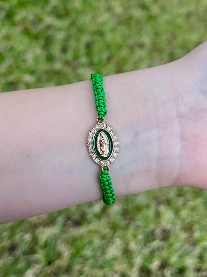 Green Virgencita Thread Bracelet