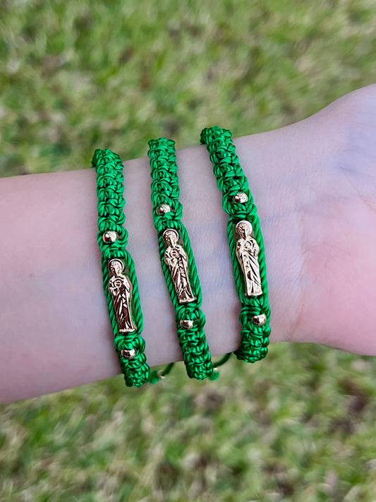 Green San Judas Thread Bracelet