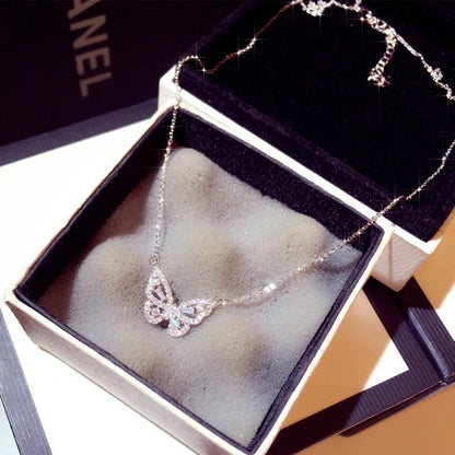 White gold butterfly necklace