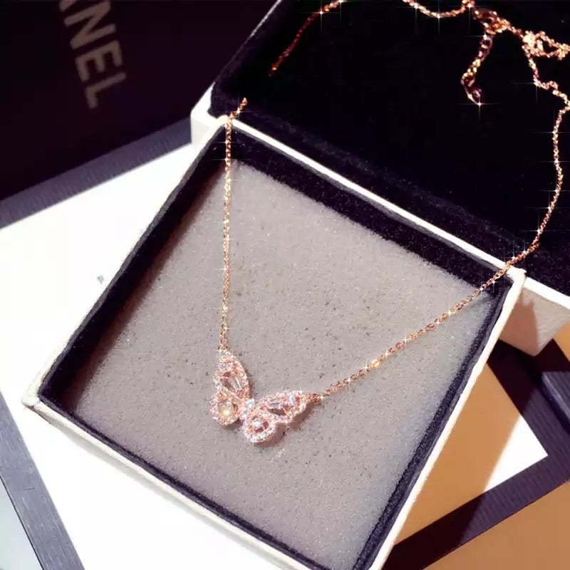 Rose gold butterfly necklace