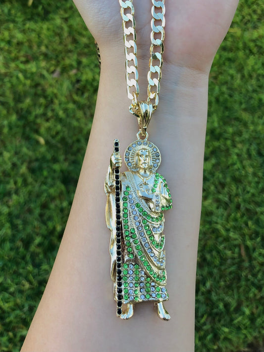 Green Rhinestone San Judas- Big