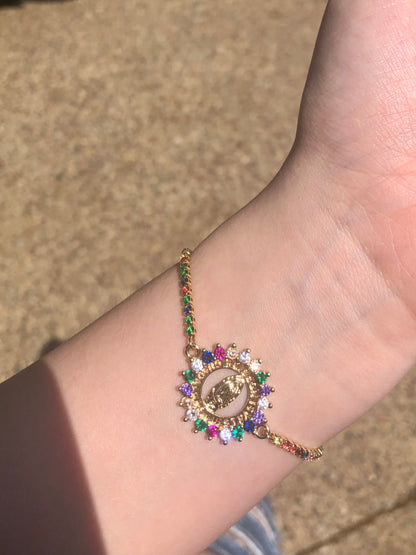 Big Multicolored Virgencita bracelet