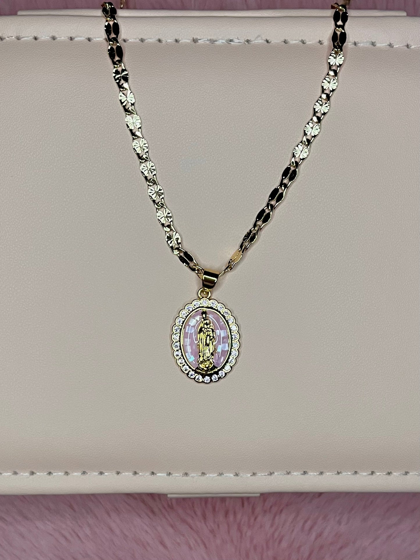 Rose Quartz Virgencita Necklace