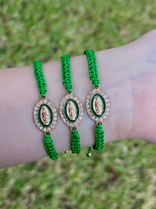 Green Virgencita Thread Bracelet